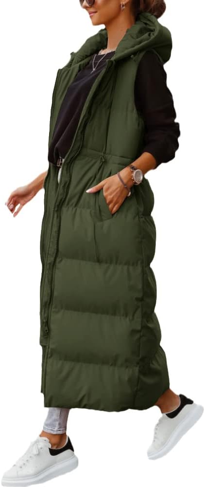 Shanfetl Women's Long Quilted Vest for Cozy Winter Style