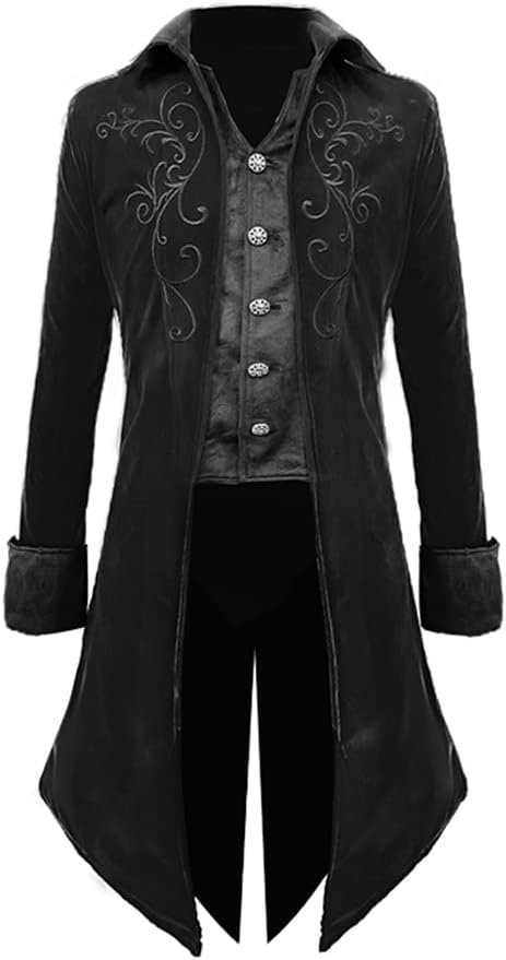 Crubelon Mens Steampunk Tailcoat Jacket for Gothic Style Events
