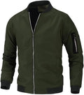 Mens Casual Open Front Bomber Jacket Coat - Lightweight Windbreaker