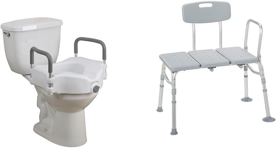 Drive Medical 2-in-1 Raised Toilet Seat & Tub Transfer Bench