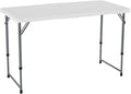 LIFETIME Fold-in-Half Adjustable Folding Table, 4 Foot - Portable