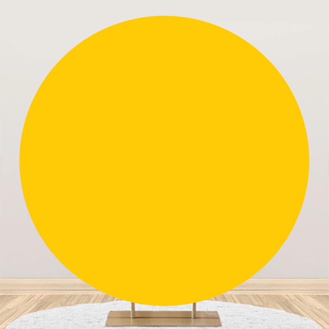 Laeacco Solid Yellow Round Backdrop for Baby Showers & Parties