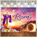 He is Risen 10x8ft Easter Resurrection Backdrop - Large Vinyl Scene