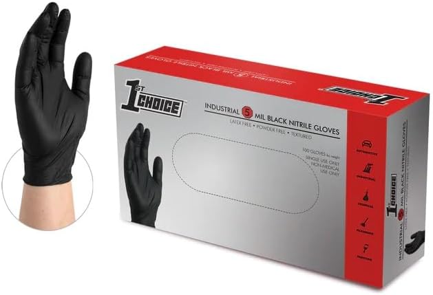 Black Latex-Free Nitrile Gloves 5 mil - Ideal for Cooking