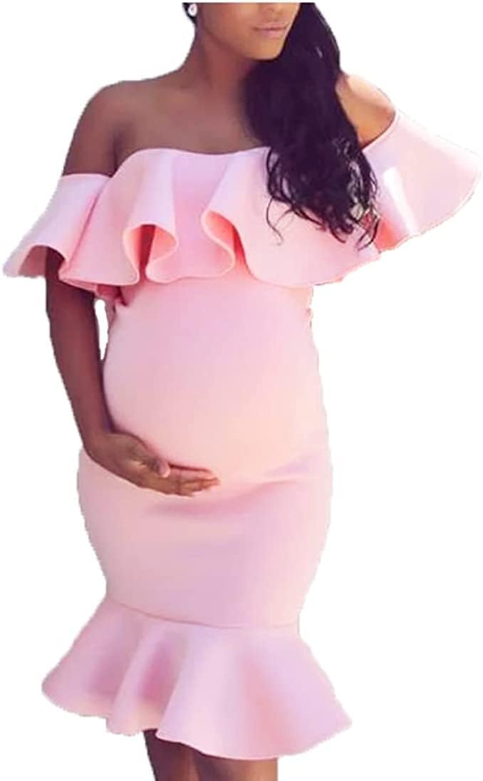 Off The Shoulder Maternity Dress Summer for Elegant Baby Showers