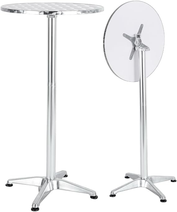 Aluminum Indoor Outdoor 23.75in Round Bar Height Table for Dining