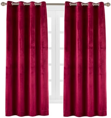Luxurious Red Velvet Blackout Curtain 52x84 - Cherry Home