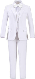Boys Suit Set Formal Dress Shirt with Bowtie Vest Pants - Elegant