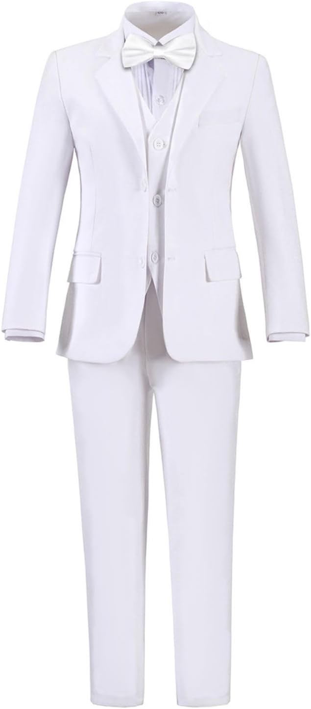 Boys Suit Set Formal Dress Shirt with Bowtie and Vest Pants