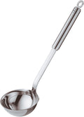 Stainless Steel Round Handle Ladle with Pouring Rim - Balanced Pouring
