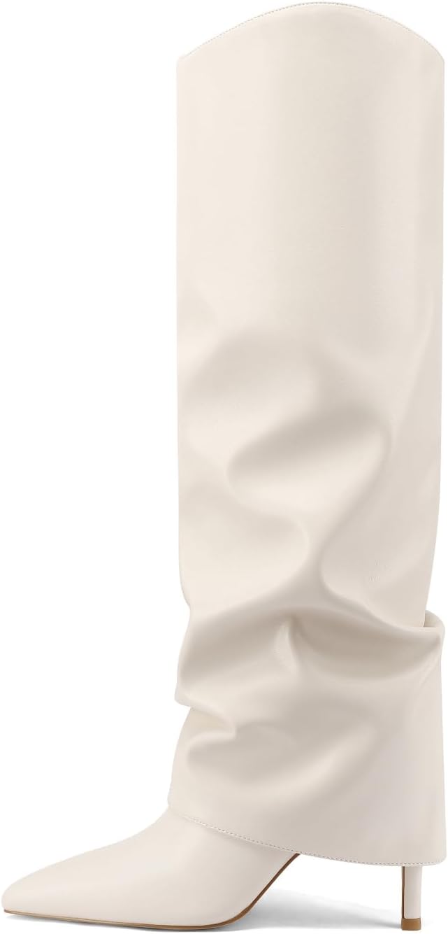 Vaslemuse Womens Fold Over Knee High Boots for Stylish Comfort