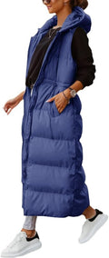 Long Quilted Hooded Maxi Vest - Warm Lightweight Layering