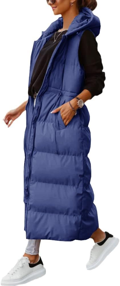 Shanfetl Women's Long Quilted Vest for Cozy Winter Style