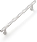 Brushed Nickel Cabinet Pulls 6.3 in Hole Center 10 Pack - Hammered