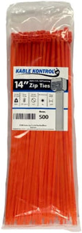 Kable Kontrol Orange Zip Ties 14 in 500 Pack - Durable Cable