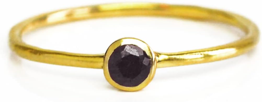 Tiny Gemstone Stacking Ring - Minimalist Dainty Birthstone Band