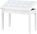 Solid Wood Duet Piano Bench with Storage - Padded Keyboard Seat