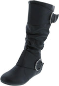 Forever Link Klein-70 Mid-Calf Buckle Slouch Flat Heel Boot - Casual