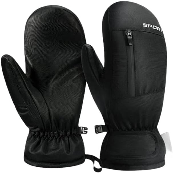 Waterproof Ski Mittens with Zipper Pocket - Warmth at Your Fingertips