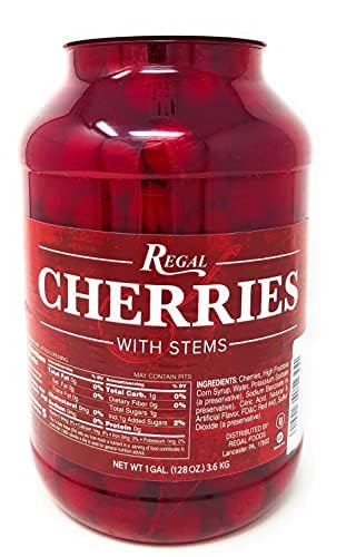 Regal Maraschino Cherries with Stems - Perfect for Cocktails