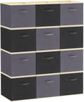 11 in Cube Storage Bins 12 Pack Gray & Black - Foldable Fabric