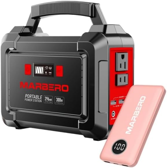MARBERO Portable Power Station: 296Wh Power Bank + AC Outlet