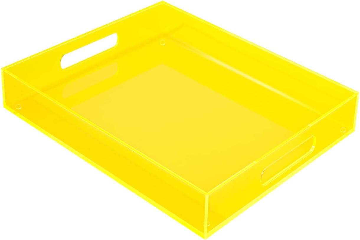 Large Acrylic Tray for Ottoman Coffee Table - Neon Yellow Decor