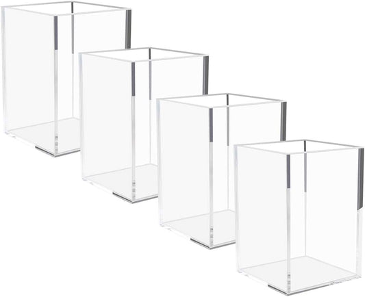 NIUBEE Clear Acrylic Pen Holder 4 Pack - Desk Organization