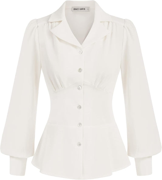 GRACE KARIN Button Down Shirts for Women - Chic Peplum Tops