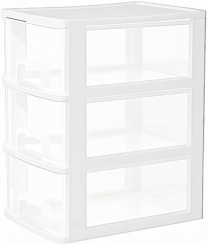 Gonice 3-Drawer White Plastic Organizer - Compact Home & Office Storage