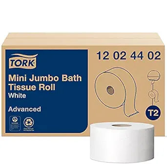 Tork Mini Jumbo Toilet Paper Roll White T2, Advanced 2-Ply
