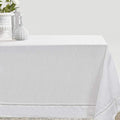 100% Linen Hemstitch Tablecloth 60 x 104 in White - Elegant Everyday