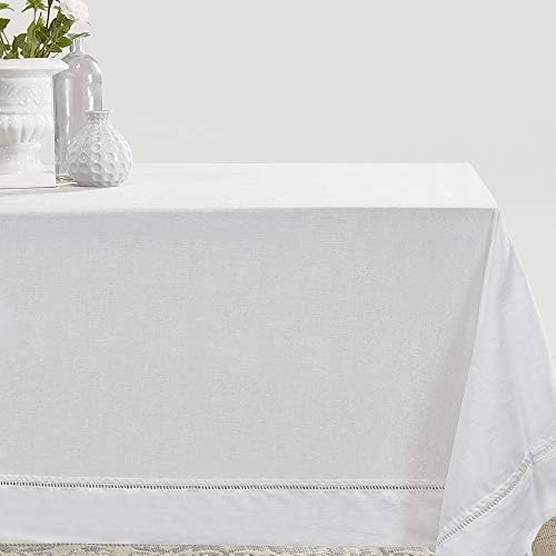 Premium 100% Linen Hemstitch Tablecloth for Elegant Dining