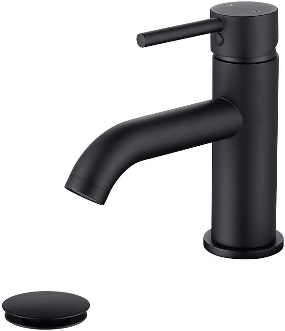 Single Handle Black Bathroom Faucet with Metal Drain Assembly