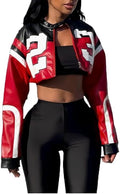 Fashionable Cropped Biker Jacket for Women with Y2K Vibe