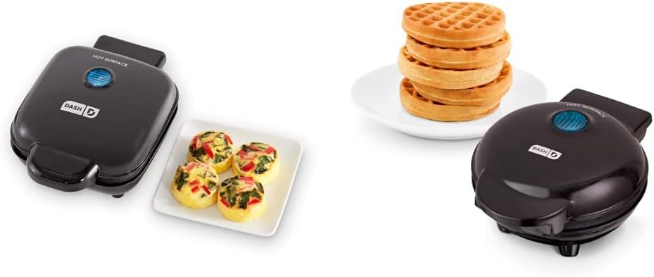 DASH Deluxe Egg Bite Maker with Mini Waffle Bundle - Bite-sized Breakfast Bliss!