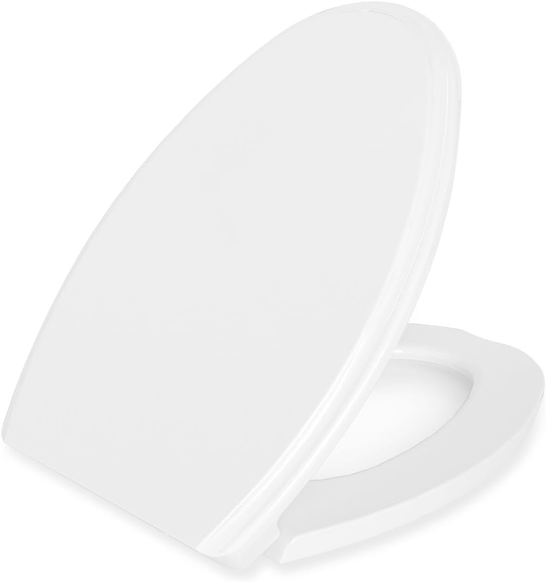 Elongated Toilet Seat with Quick-Attach Metal Hinges for Comfort