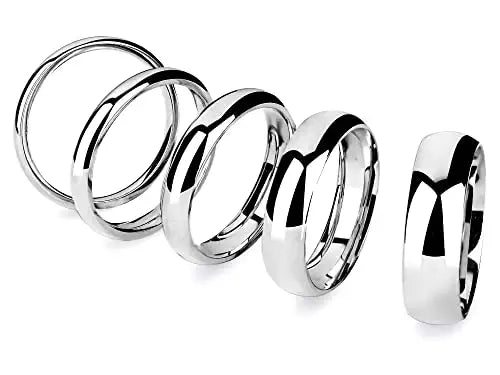 14k Solid White Gold Classic Dome Comfort Fit Wedding Band
