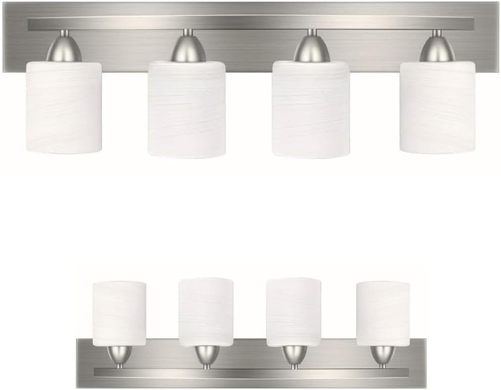 Modern 4-Light Bathroom Vanity Light with Frosted Glass Shades