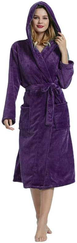 Soft Hooded Fleece Robe for Women - Cozy Long Bathrobe