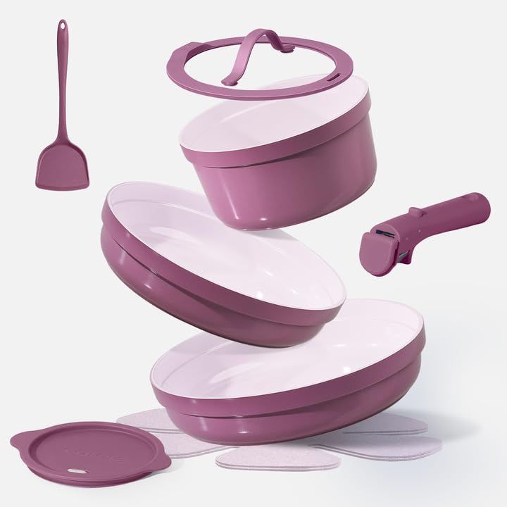 CAROTE Ceramic Cookware Set: Non-Stick Induction Kitchen Essentials