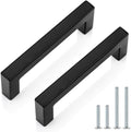 Black Cabinet Handles 3-1/2 in Hole Centers - Modern Matte Pulls