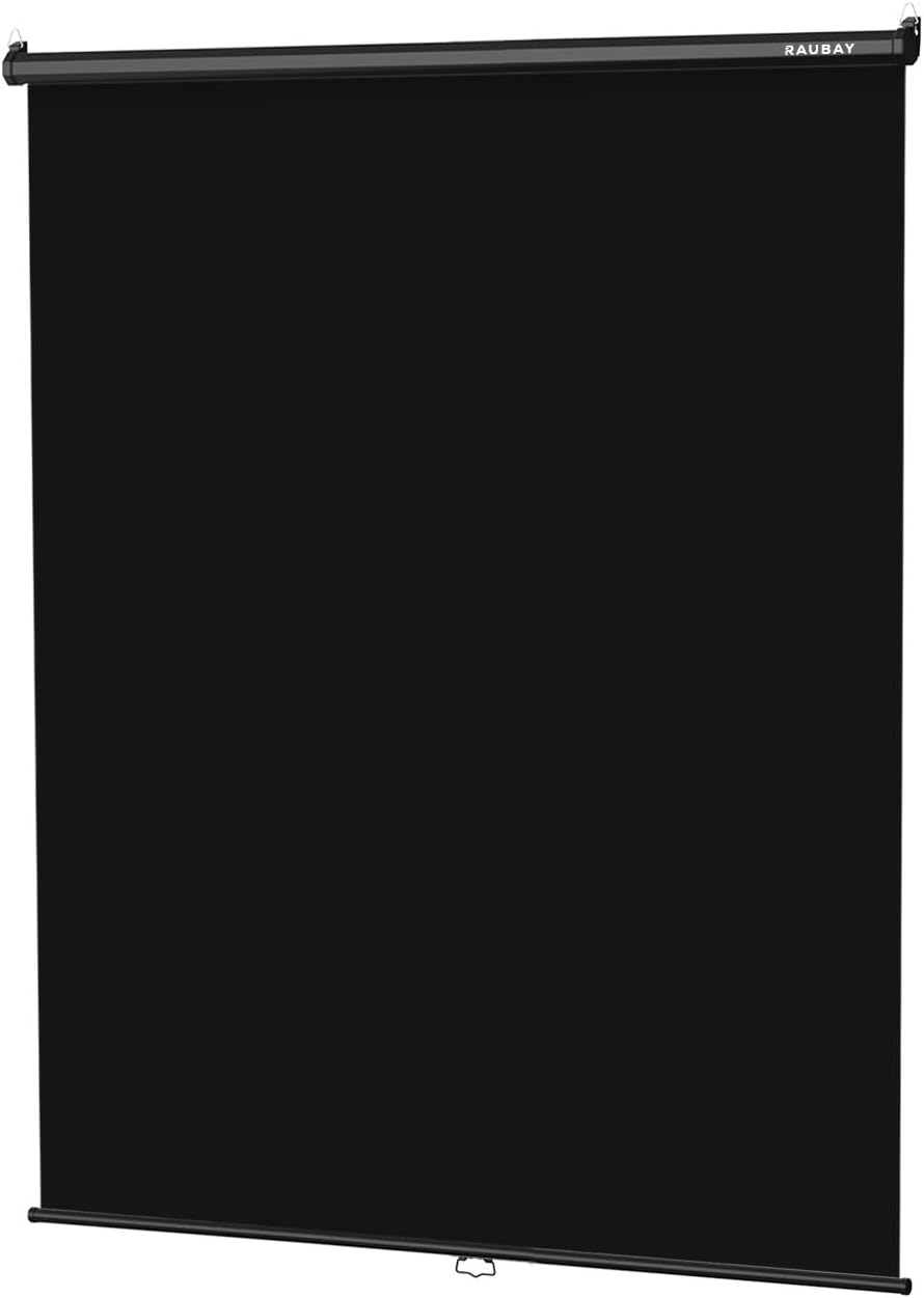 RAUBAY Retractable Pull Down Black Screen Backdrop for Videos