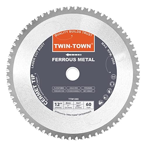 TWIN-TOWN 12-Inch 60 Teeth Steel Cermet Saw Blade for Metal