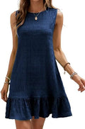Ruffle Hem Sleeveless Tank Mini Dress - Casual Summer Smock Dresses