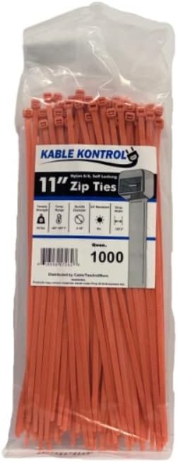 Kable Kontrol Orange Zip Ties 11 Inch for Indoor and Outdoor Use