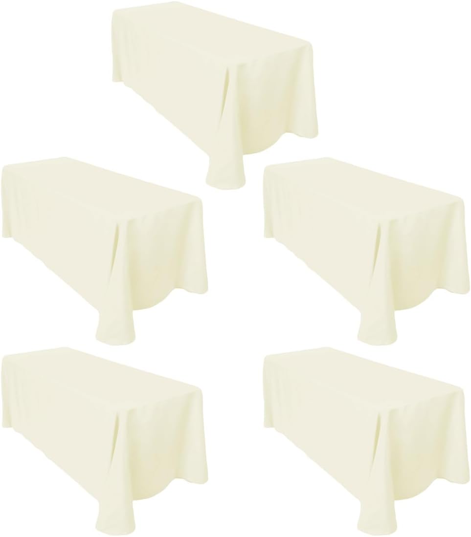 LTC LINENS 5-Pack Ivory Rectangular Tablecloths for Events