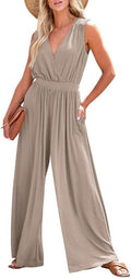 Dokotoo Sleeveless Wrapped V Neck Jumpsuit - Elegant Casual 2025