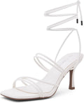 Strappy Square Open Toe Heels Women - Dressy 3-in Stiletto