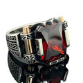 Men Handmade Ruby Stone Ring Ottoman Style - 925K Sterling Silver